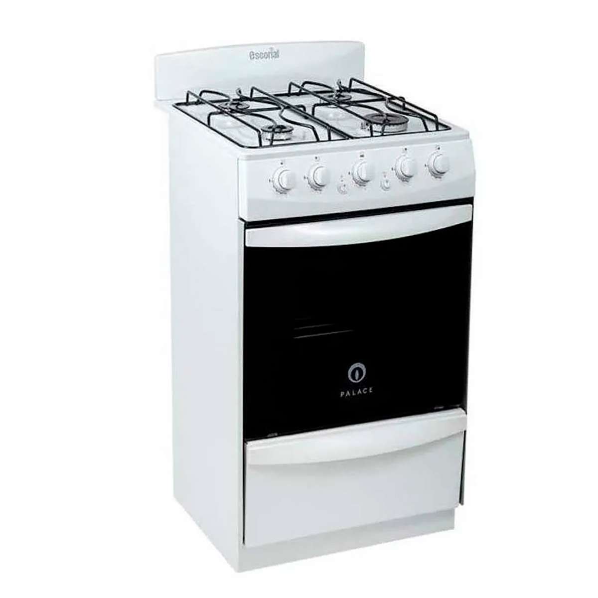 Cocina Escorial Palace Cristal A Gas Natural 4 Hornallas Blanca 220v Puerta Con Visor 50l